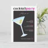 Invitation moderne de cocktail (fuschia) (Debout devant)