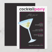 Invitation moderne de cocktail (fuschia) (Devant / Derrière)