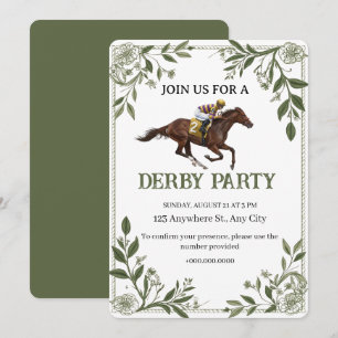 Invitation moderne de Derby équestre floral