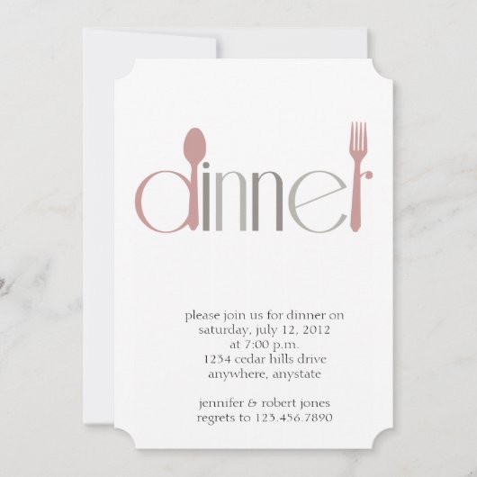 Invitation moderne de dîner de cuillère et de (Devant)