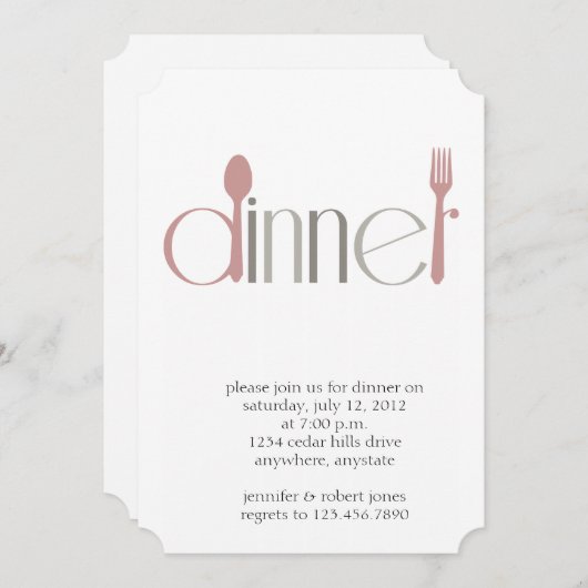 Invitation moderne de dîner de cuillère et de (Devant / Derrière)