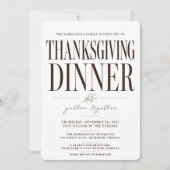 Invitation moderne de dîner de Thanksgiving éditor (Devant)