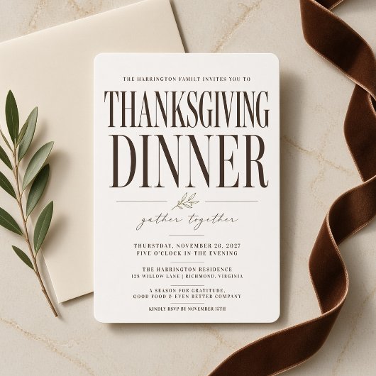 Invitation moderne de dîner de Thanksgiving éditor