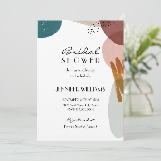 Invitation moderne de douche nuptiale (Debout devant)