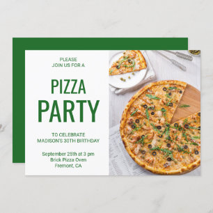Invitation moderne de fête d'anniversaire de pizza