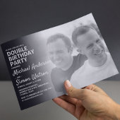 Invitation moderne de fête d'anniversaire double a