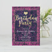 Invitation moderne de FÊTE D'ANNIVERSAIRE Or et Ro (Debout devant)