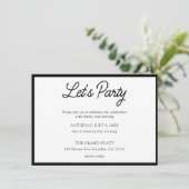 Invitation moderne de fête de Bat Mitzvah noir et  (Debout devant)