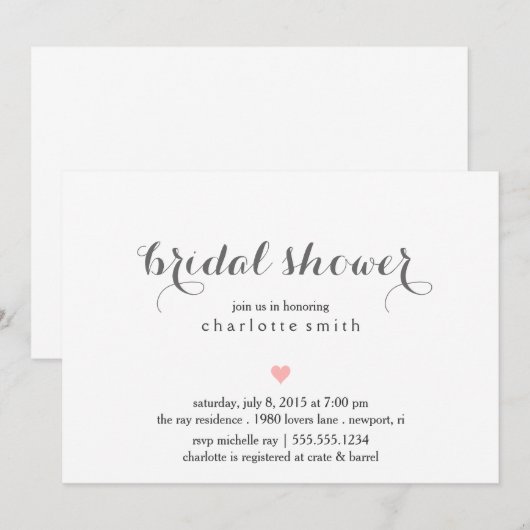 Invitation moderne de Fête de la mariée (Devant / Derrière)