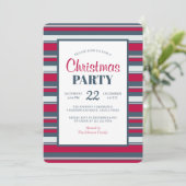 Invitation moderne de fête de Noël à rayures rouge (Debout devant)