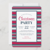 Invitation moderne de fête de Noël à rayures rouge (Devant)