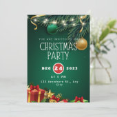 Invitation moderne de fête de Noël verte rouge (Debout devant)