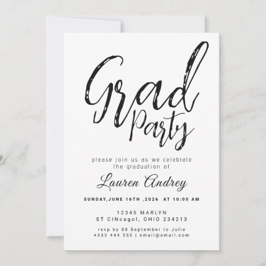 Invitation moderne de fête de remise de diplôme (Devant)