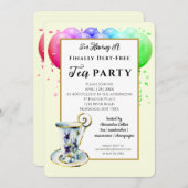 Invitation moderne de fête du thé sans dettes (Devant / Derrière)