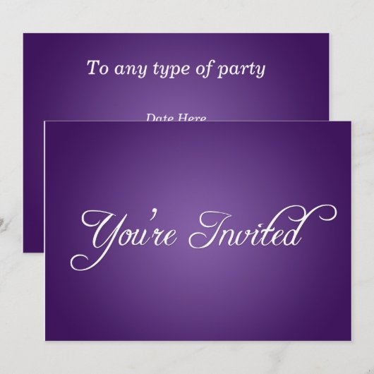 Invitation moderne de fête violette (Devant / Derrière)