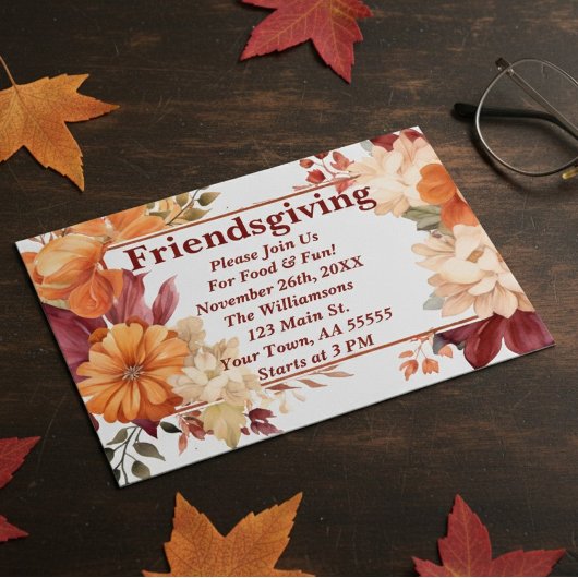 Invitation moderne de Friendsgiving florale de Bou
