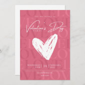 Invitation moderne de la Saint-Valentin rose et bl (Devant / Derrière)