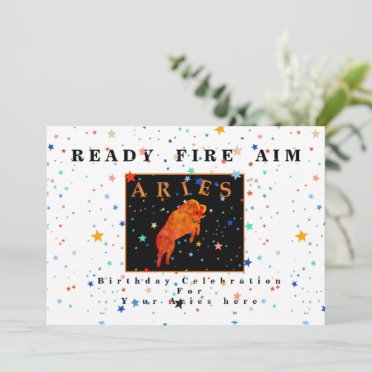 Invitation moderne de l'Aries zodiaque READY AIM F (Debout devant)
