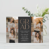 Invitation Moderne de l'inclinaison | Faux Rose Gold Graduati (Debout devant)