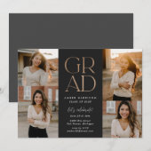 Invitation Moderne de l'inclinaison | Faux Rose Gold Graduati (Devant / Derrière)