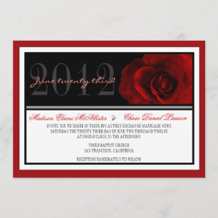 Invitation moderne de mariage de rose rouge