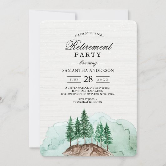 Invitation Moderne de Nature Verte de Forêt Aquare (Devant)