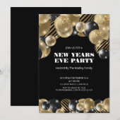 Invitation moderne de Nouvel An en or (Devant / Derrière)