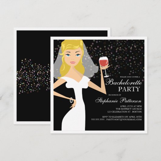 Invitation moderne de partie de Bachelorette de (Devant / Derrière)