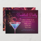 Invitation MODERNE de partie de COCKTAIL (Devant / Derrière)