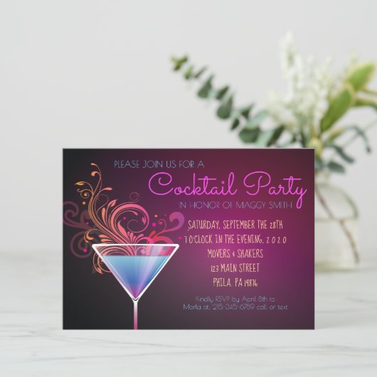 Invitation MODERNE de partie de COCKTAIL (Debout devant)