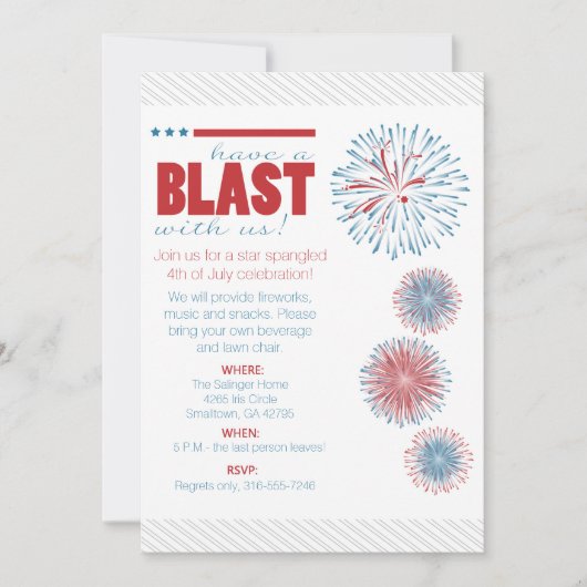 Invitation moderne de partie de feux d'artifice 4 (Devant)
