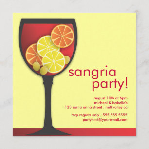 Invitation moderne de partie de sangria de verre à