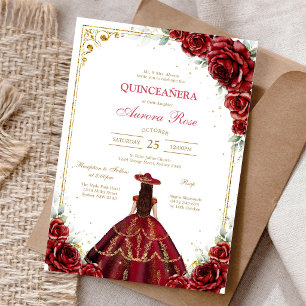 Invitation moderne de Quinceanera florale à la ros