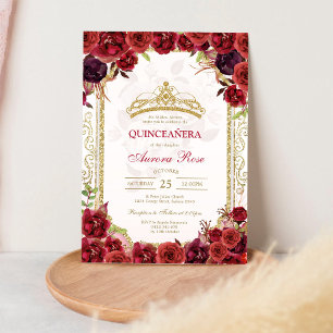 Invitation moderne de Quinceanera florale à la ros