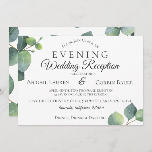 Invitation moderne de réception de mariage (Devant / Derrière)