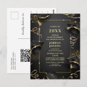 Invitation moderne de remise de diplôme en noir et (Devant / Derrière)