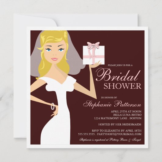 Invitation moderne de rose et de brun de Fête de (Devant)