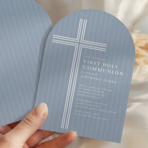 Invitation moderne de Sainte Communion avec croix