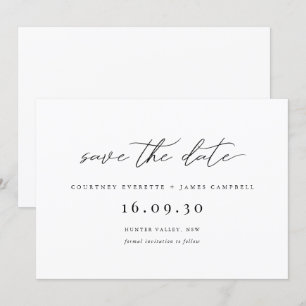 Invitation moderne de sauvegarde de date en noir e