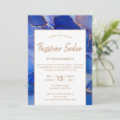 Invitation moderne de Seder de Pâque abstraite ble (Debout devant)