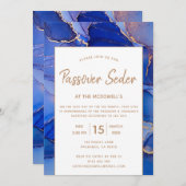 Invitation moderne de Seder de Pâque abstraite ble (Devant / Derrière)