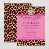 Invitation moderne de singe-fille [rose] (Devant / Derrière)