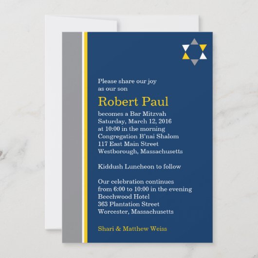 Invitation moderne de Star Bar Mitzvah (Devant)