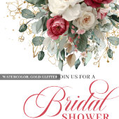 Invitation Moderne Déclaration de Mariage Bohème Rouge Fard V