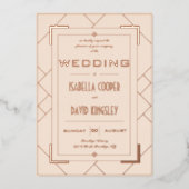 Invitation Moderne Deco Cream et Or à Feuille (Recto)