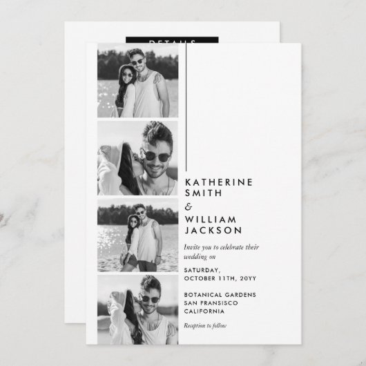 Invitation Moderne Décontracté 4 Photo Booth All in One Maria (Devant / Derrière)