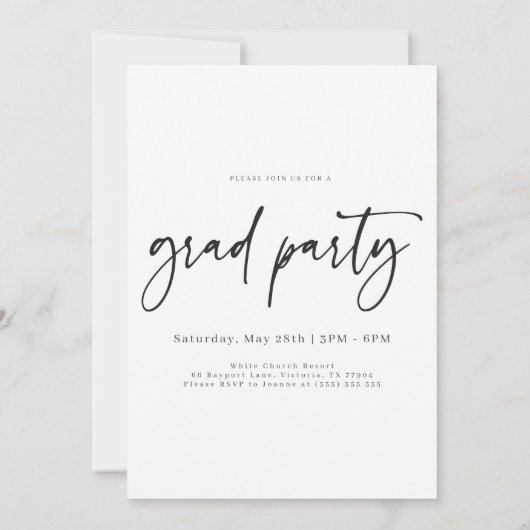 Invitation Moderne Décontracté manuscrit photo Graduation (Dos)