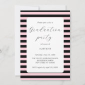 Invitation Moderne dégradé rayé noir et rose blush (Dos)