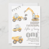 Invitation Moderne Dépouille Tout Construction 1er Anniversai (Devant)