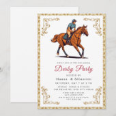 Invitation Moderne Derby Party Chevalin (Devant / Derrière)